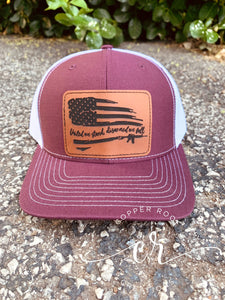 Custom Leather Patch Hat. Ohio Leather Truck Hat. Laser Engraved